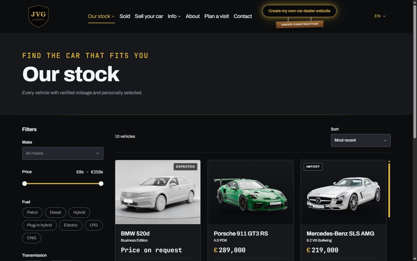 Fast, filterable car list